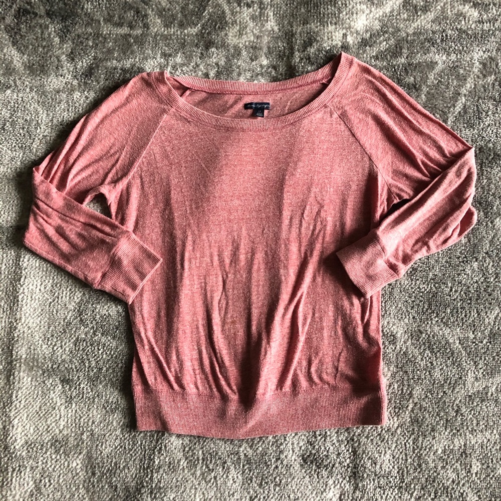 American Eagle pink quarter length sleeve knit top